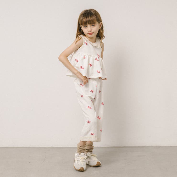 【2点セット】フリルカラーデザインリボンペプラムトップス＋ストレートパンツ | URBAN CHERRY | 詳細画像14 