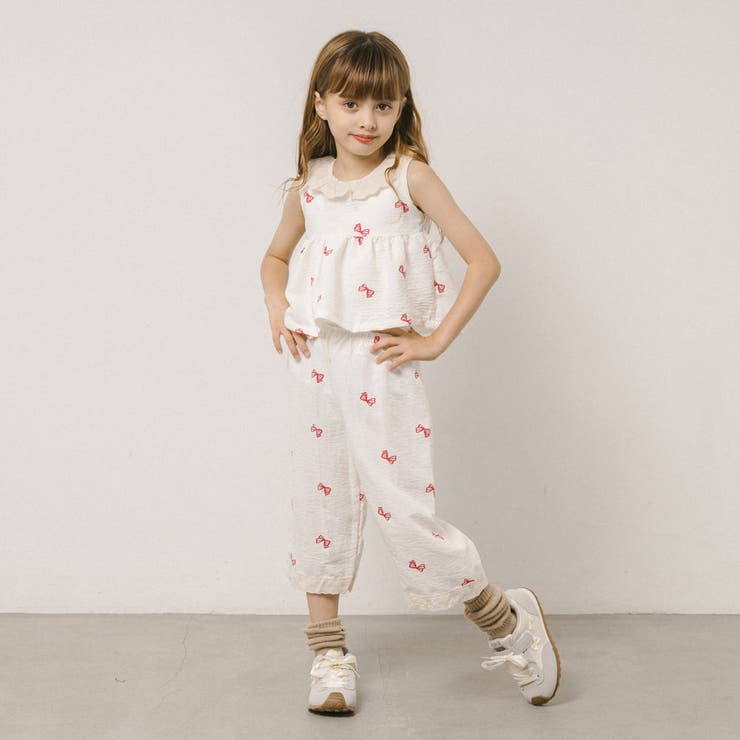 【2点セット】フリルカラーデザインリボンペプラムトップス＋ストレートパンツ | URBAN CHERRY | 詳細画像15 