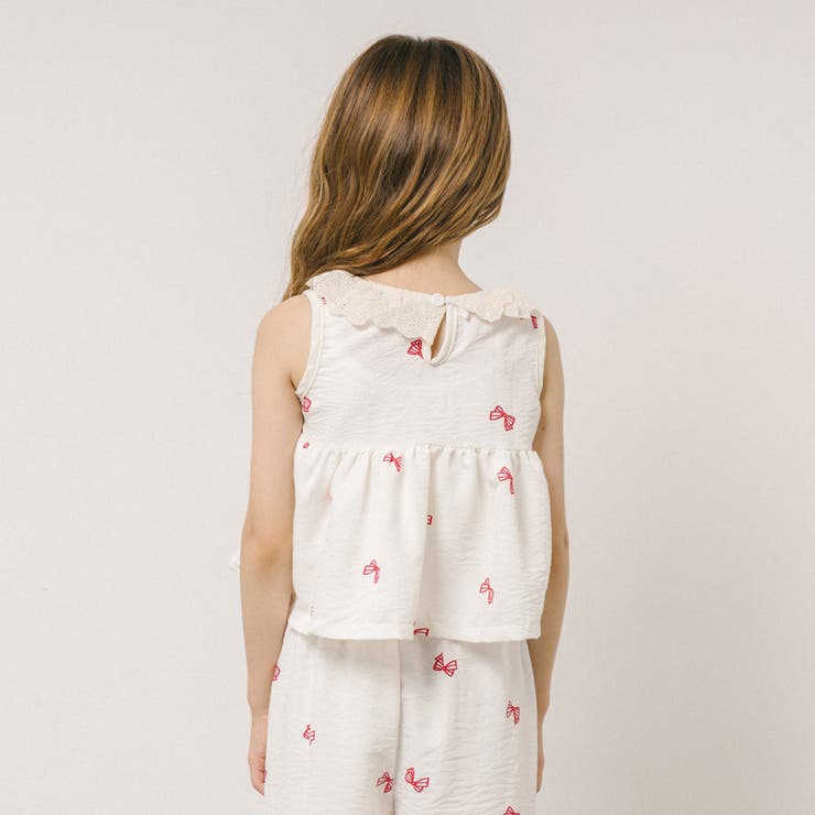 【2点セット】フリルカラーデザインリボンペプラムトップス＋ストレートパンツ | URBAN CHERRY | 詳細画像7 