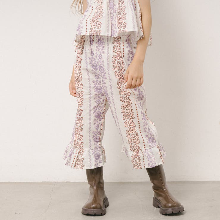 【2点セット】フラワープリントペプラムブラウス＋ストレートフリルパンツ | URBAN CHERRY | 詳細画像10 