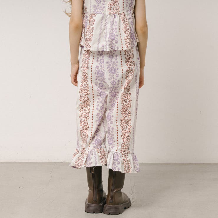 【2点セット】フラワープリントペプラムブラウス＋ストレートフリルパンツ | URBAN CHERRY | 詳細画像12 