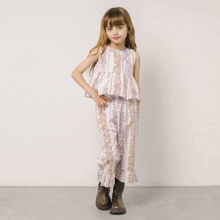 【2点セット】フラワープリントペプラムブラウス＋ストレートフリルパンツ | URBAN CHERRY | 詳細画像13 