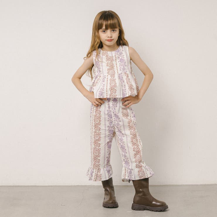 【2点セット】フラワープリントペプラムブラウス＋ストレートフリルパンツ | URBAN CHERRY | 詳細画像14 