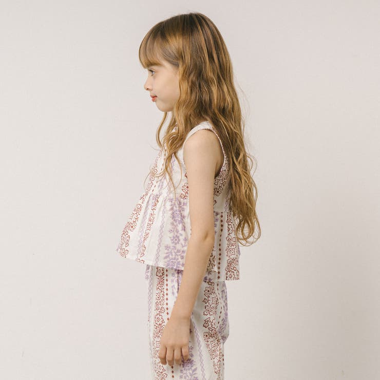 【2点セット】フラワープリントペプラムブラウス＋ストレートフリルパンツ | URBAN CHERRY | 詳細画像6 