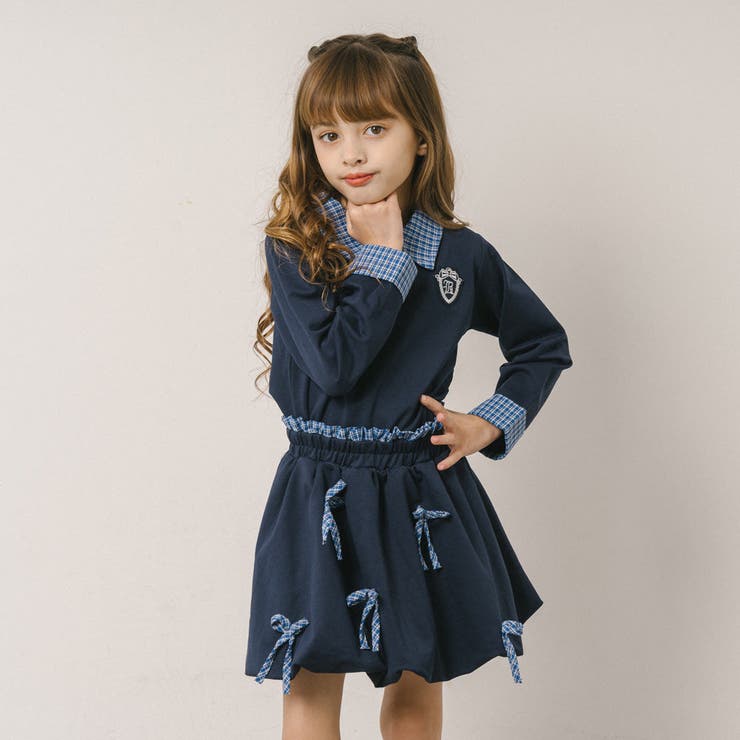 【2点セット】チェックシャツドッキングトレーナー＋リボンデザインスカート | URBAN CHERRY | 詳細画像11 