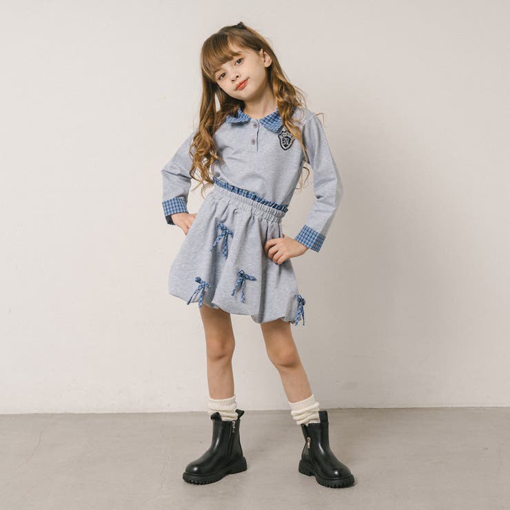 【2点セット】チェックシャツドッキングトレーナー＋リボンデザインスカート | URBAN CHERRY | 詳細画像19 