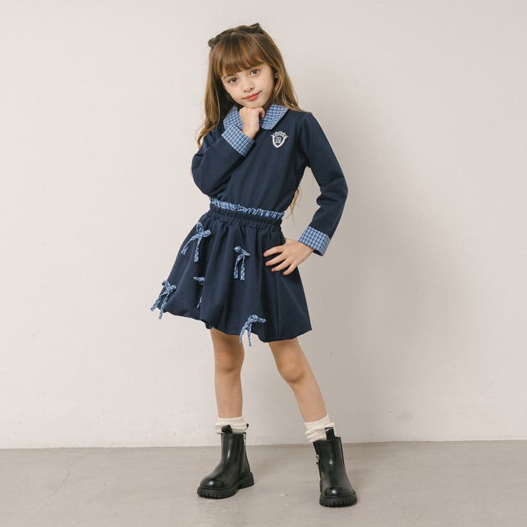 【2点セット】チェックシャツドッキングトレーナー＋リボンデザインスカート | URBAN CHERRY | 詳細画像21 