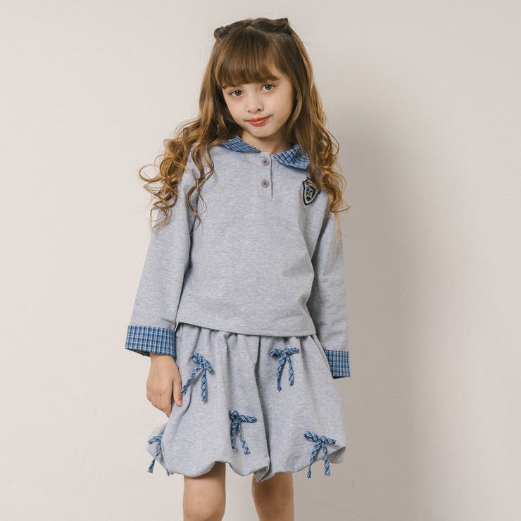 【2点セット】チェックシャツドッキングトレーナー＋リボンデザインスカート | URBAN CHERRY | 詳細画像3 