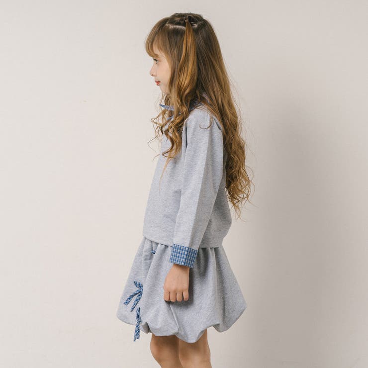 【2点セット】チェックシャツドッキングトレーナー＋リボンデザインスカート | URBAN CHERRY | 詳細画像8 