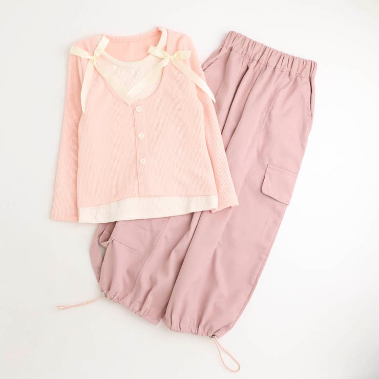 【2点セット】レイヤードライクリボントップス＋カーゴパンツ | URBAN CHERRY | 詳細画像2 