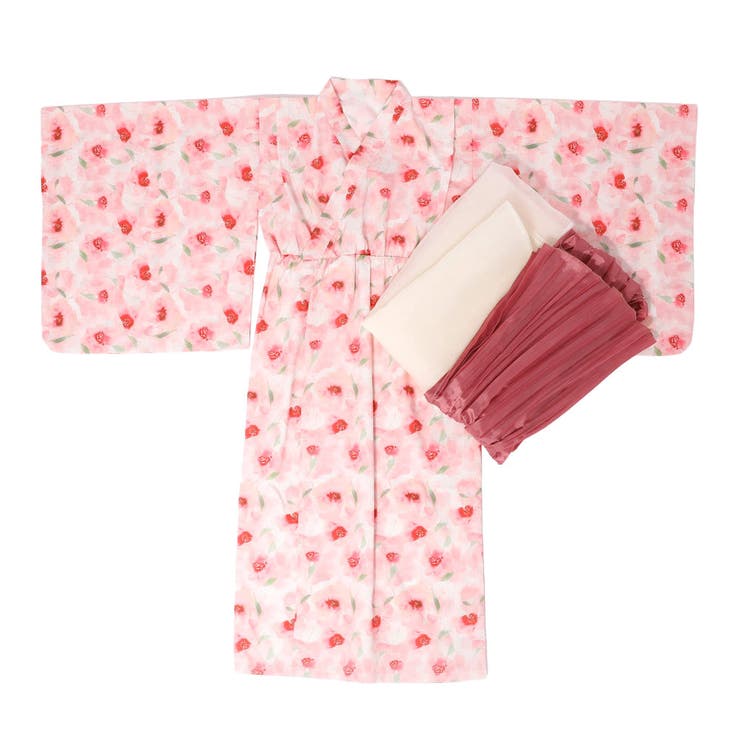 【被るだけ簡単＆アレンジ自在】ニュアンスフラワーワンピ浴衣（桃華）+兵児帯2点セ… | URBAN CHERRY | 詳細画像2 