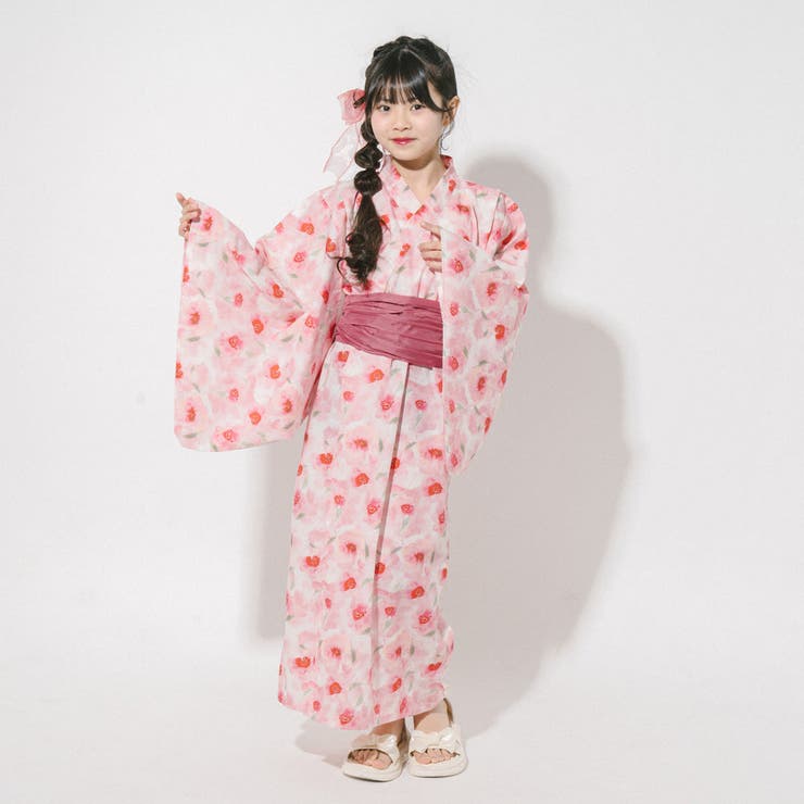 【被るだけ簡単＆アレンジ自在】ニュアンスフラワーワンピ浴衣（桃華）+兵児帯2点セ… | URBAN CHERRY | 詳細画像3 
