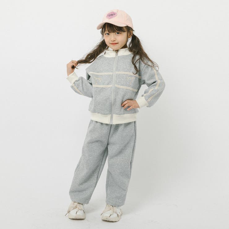 【2点セット】バイカラーフロントリボンデザインジップトップス＋ストレートパンツ | URBAN CHERRY | 詳細画像12 