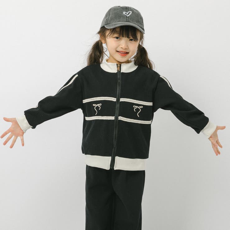 【2点セット】バイカラーフロントリボンデザインジップトップス＋ストレートパンツ | URBAN CHERRY | 詳細画像15 