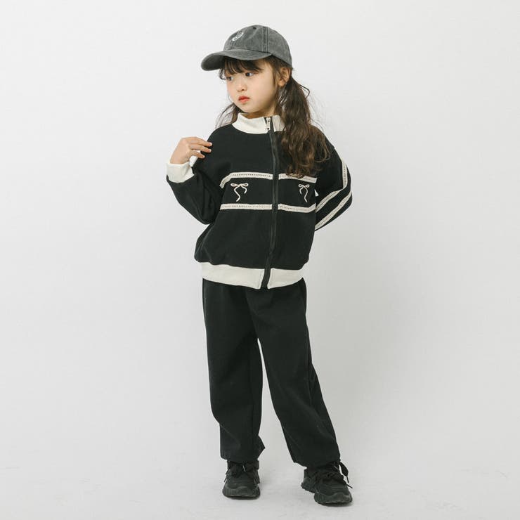 【2点セット】バイカラーフロントリボンデザインジップトップス＋ストレートパンツ | URBAN CHERRY | 詳細画像40 