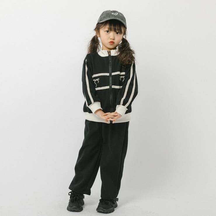 【2点セット】バイカラーフロントリボンデザインジップトップス＋ストレートパンツ | URBAN CHERRY | 詳細画像41 