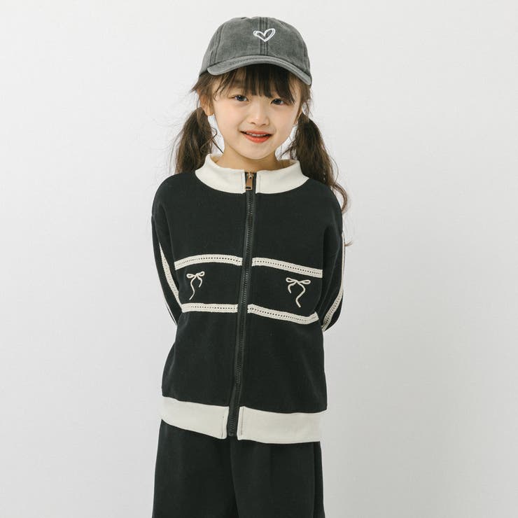 【2点セット】バイカラーフロントリボンデザインジップトップス＋ストレートパンツ | URBAN CHERRY | 詳細画像42 