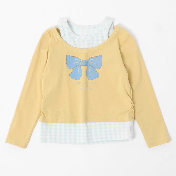 【2点セット】オープンショルダーレイヤードライクプリントトップス＋デニムパンツ | URBAN CHERRY | 詳細画像4 