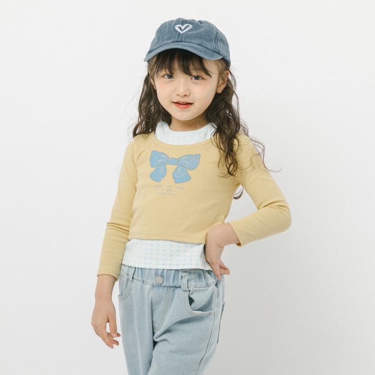 【2点セット】オープンショルダーレイヤードライクプリントトップス＋デニムパンツ | URBAN CHERRY | 詳細画像9 