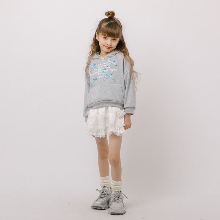 【2点セット】リボンデザインフロントロゴフーディ＋ティアードスカート | URBAN CHERRY | 詳細画像14 