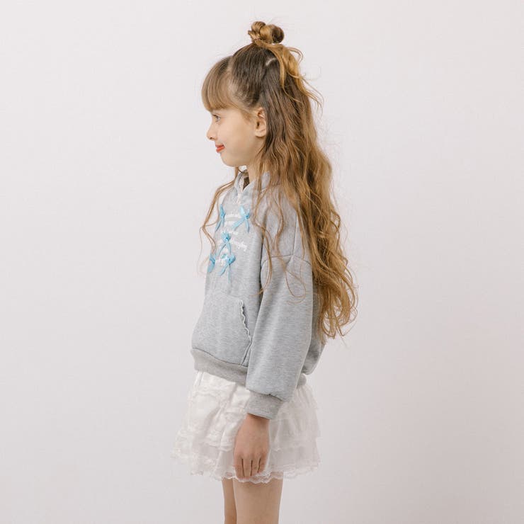 【2点セット】リボンデザインフロントロゴフーディ＋ティアードスカート | URBAN CHERRY | 詳細画像6 