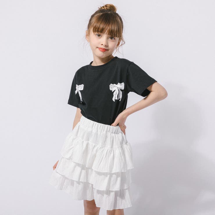 【2点セット】バックリボンレースデザインTシャツ＋ティアードスカート | URBAN CHERRY | 詳細画像11 