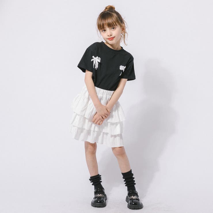【2点セット】バックリボンレースデザインTシャツ＋ティアードスカート | URBAN CHERRY | 詳細画像20 