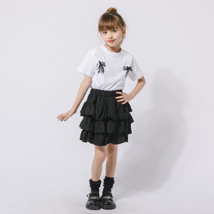 【2点セット】バックリボンレースデザインTシャツ＋ティアードスカート | URBAN CHERRY | 詳細画像21 