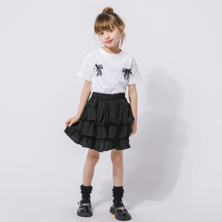 【2点セット】バックリボンレースデザインTシャツ＋ティアードスカート | URBAN CHERRY | 詳細画像22 
