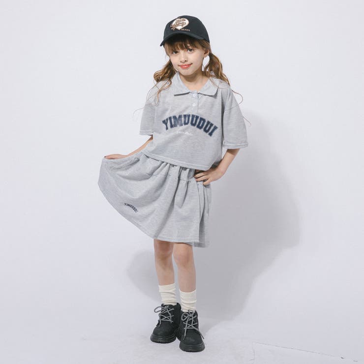 【2点セット】クロップドロゴプリントポロトップス＋フレアスカート | URBAN CHERRY | 詳細画像14 