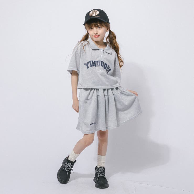 【2点セット】クロップドロゴプリントポロトップス＋フレアスカート | URBAN CHERRY | 詳細画像15 