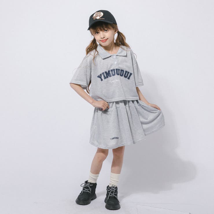 【2点セット】クロップドロゴプリントポロトップス＋フレアスカート | URBAN CHERRY | 詳細画像3 