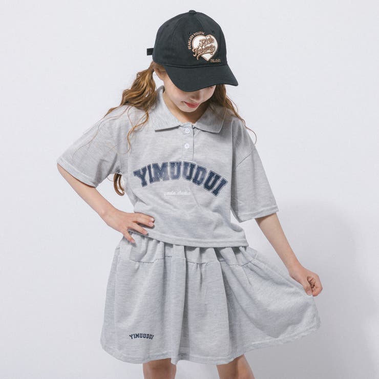 【2点セット】クロップドロゴプリントポロトップス＋フレアスカート | URBAN CHERRY | 詳細画像8 