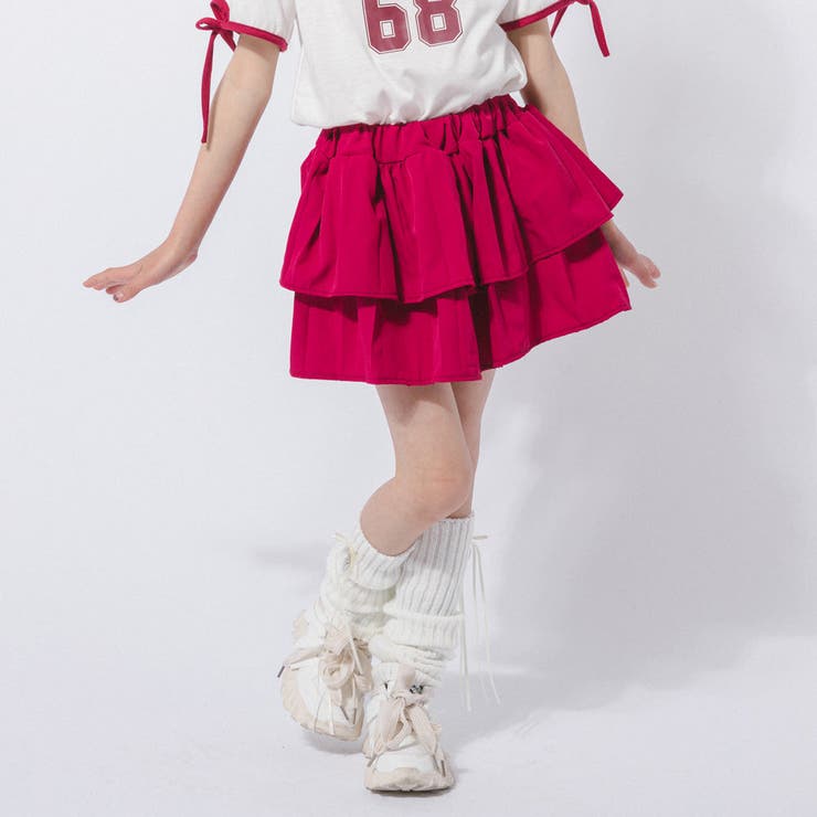 【2点セット】サイドラインロゴプリントトップス＋ティアードスカート | URBAN CHERRY | 詳細画像15 