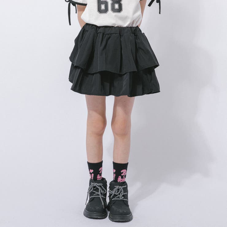 【2点セット】サイドラインロゴプリントトップス＋ティアードスカート | URBAN CHERRY | 詳細画像16 