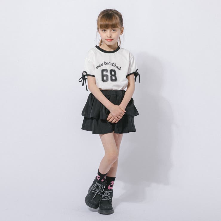 【2点セット】サイドラインロゴプリントトップス＋ティアードスカート | URBAN CHERRY | 詳細画像21 