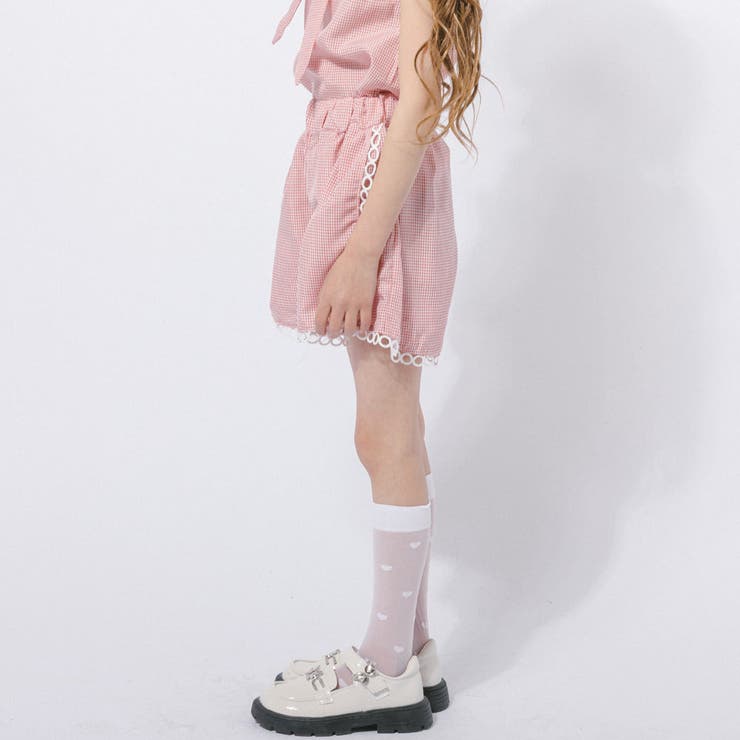 【2点セット】ギンガムチェックボウタイノースリーブブラウス＋ショートパンツ | URBAN CHERRY | 詳細画像19 