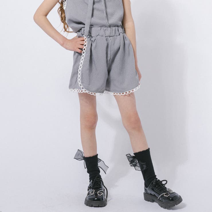 【2点セット】ギンガムチェックボウタイノースリーブブラウス＋ショートパンツ | URBAN CHERRY | 詳細画像22 