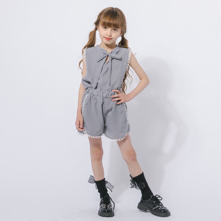 【2点セット】ギンガムチェックボウタイノースリーブブラウス＋ショートパンツ | URBAN CHERRY | 詳細画像24 