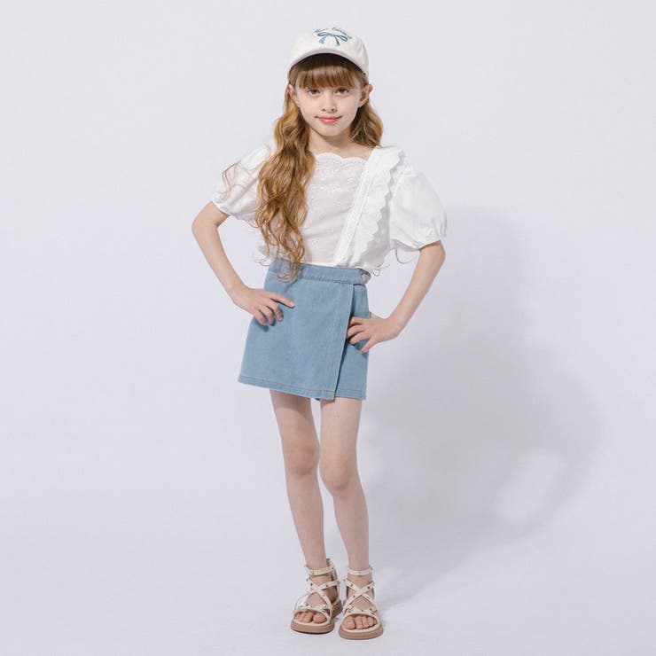 【2点セット】カットワークレーススクエアネックブラウス＋デニムキュロットスカート | URBAN CHERRY | 詳細画像15 