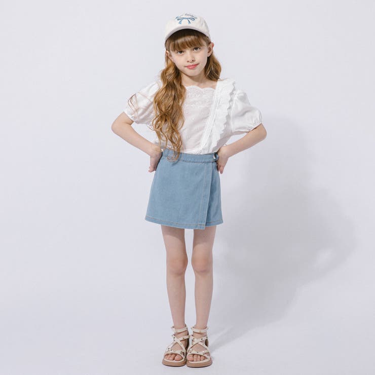 【2点セット】カットワークレーススクエアネックブラウス＋デニムキュロットスカート | URBAN CHERRY | 詳細画像16 