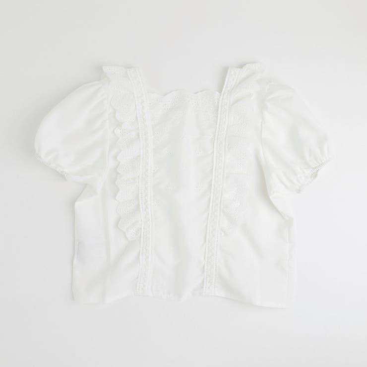 【2点セット】カットワークレーススクエアネックブラウス＋デニムキュロットスカート | URBAN CHERRY | 詳細画像5 