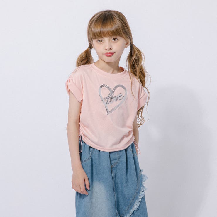 【2点セット】サイドギャザーハートTシャツ＋アシンメトリーダメージデニムスカート | URBAN CHERRY | 詳細画像11 
