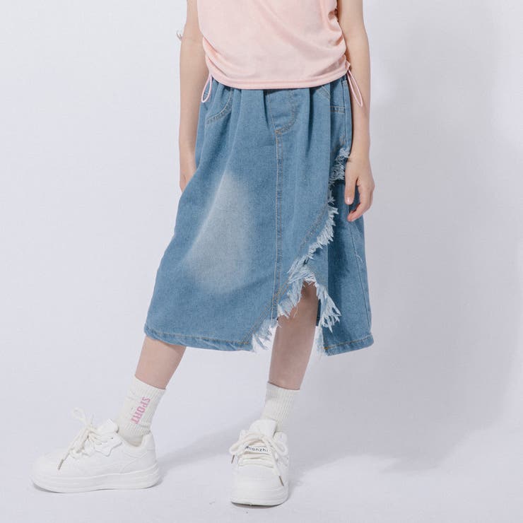 【2点セット】サイドギャザーハートTシャツ＋アシンメトリーダメージデニムスカート | URBAN CHERRY | 詳細画像17 