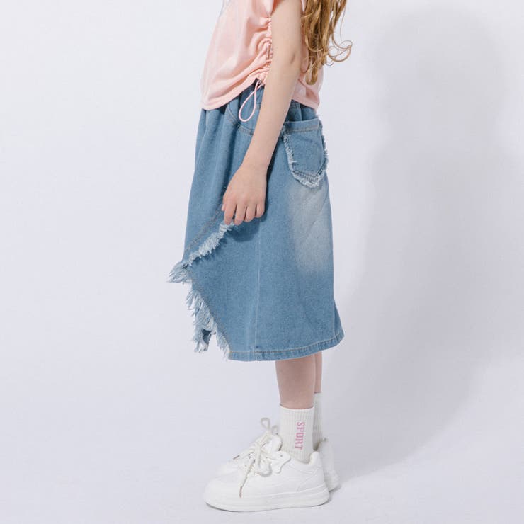 【2点セット】サイドギャザーハートTシャツ＋アシンメトリーダメージデニムスカート | URBAN CHERRY | 詳細画像20 
