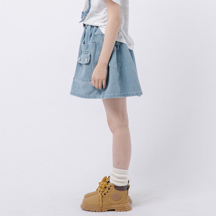 【2点セット】バタフライデザインミニTシャツ＋フロントポケットデニムスカート | URBAN CHERRY | 詳細画像12 