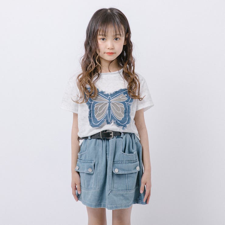 【2点セット】バタフライデザインミニTシャツ＋フロントポケットデニムスカート | URBAN CHERRY | 詳細画像37 