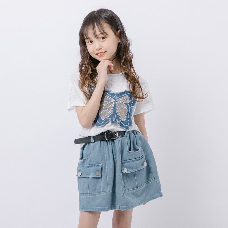 【2点セット】バタフライデザインミニTシャツ＋フロントポケットデニムスカート | URBAN CHERRY | 詳細画像38 
