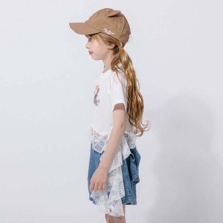 【2点セット】レースフリルドッキングキャットプリントTシャツ＋デニムショートパン… | URBAN CHERRY | 詳細画像6 