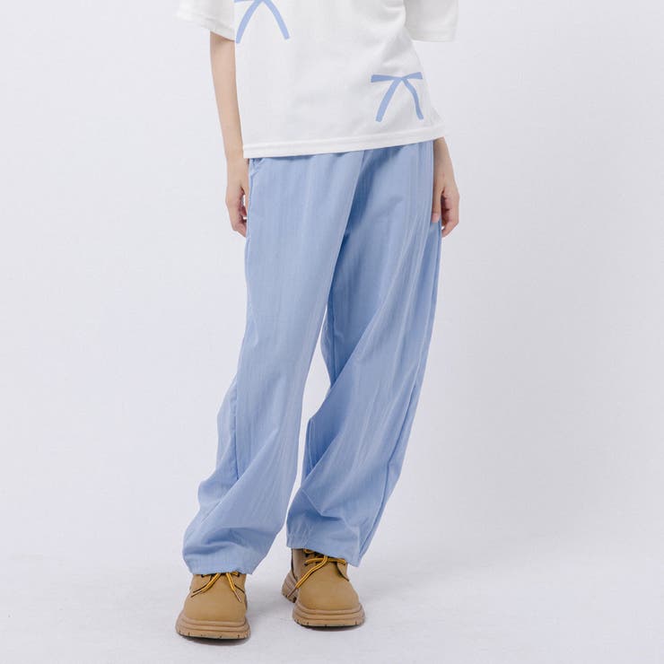 【2点セット】リボンプリントオーバーサイズTシャツ＋カラーストレートパンツ | URBAN CHERRY | 詳細画像18 